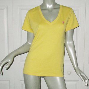 RALPH LAUREN SPORT Yellow Short Sleeve V-Neck Tee